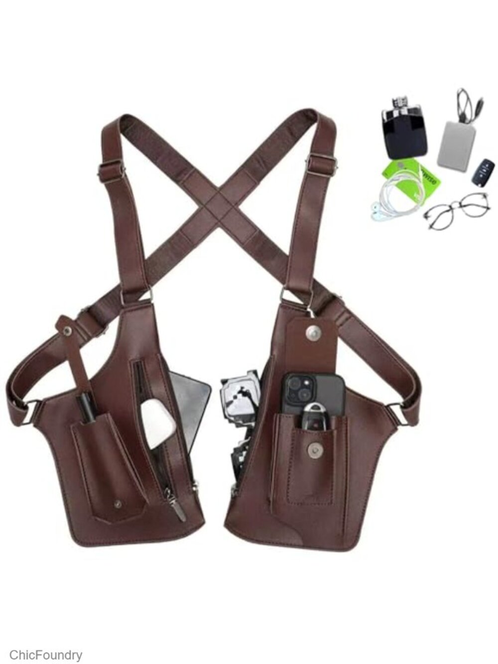Tactical Anti-Theft Hidden Strap Wallet, Adjustable PU Leather Crossbody Bag